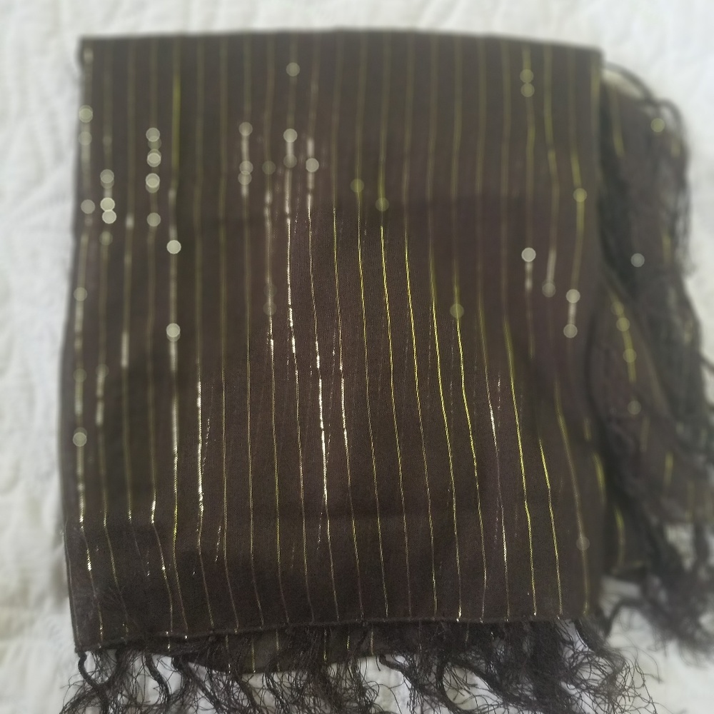 Brown and gold detail scarf/wrap/shawl